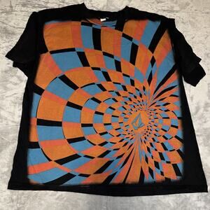 Vintage Volcom Spiral Moving Optical Illusion Skater Grunge Goth Y2K Shirt XL